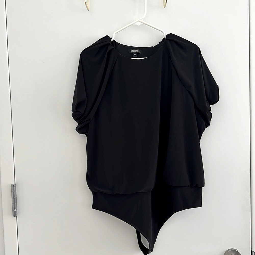 Dressy, black, short sleeve body suit with cute puff sleeves! Only worn twice!